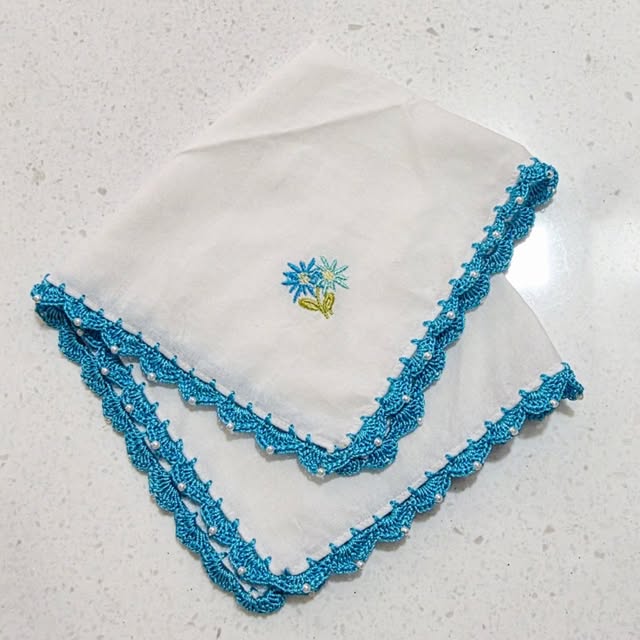 Crochet Lace Handkerchief, handmade by Mona